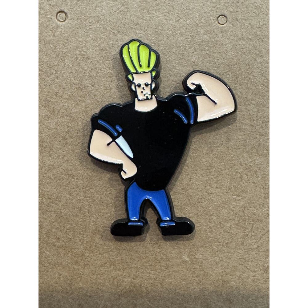 Johnny Bravo Cartoon Network Enamel Lapel Pin Badge Flexing Muscles Blue Pants